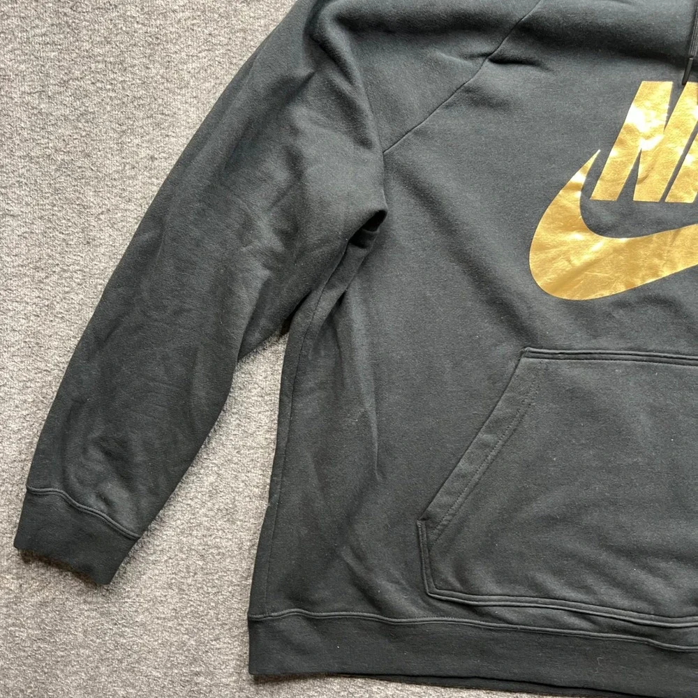 Nike Hoodie Womens 2X Black Gold Silver Graphic Logo Pullover CI1775-010 - Picture 5 of 16